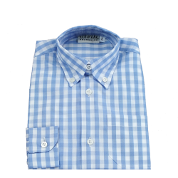 Camicia cotone M/L colletto button down fantasia a quadretti - Lui & Lei