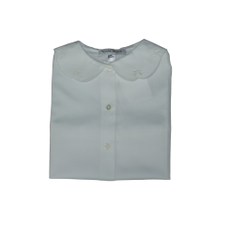 Camicia cotone piquet M/C a sbuffo colletto a fiore con ricami a fiocco - Nonna Magali