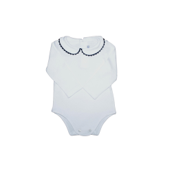 Body cotone bianco M/L colletto tondo profilo colorato serpentina - Magia di Nonna