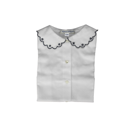 Camicia cotone piquet M/C a sbuffo profilo colletto e maniche con ricami - Nonna Magali