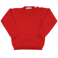 Merino wool pullover / crew neck with side buttons - Magia di Nonna